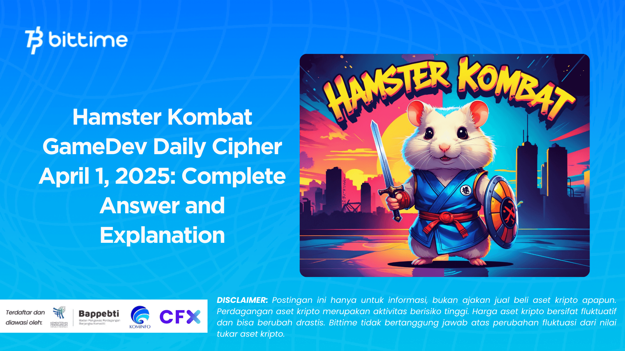 Hamster Kombat GameDev Daily Cipher April 1, 2025: Complete Answer and Explanation