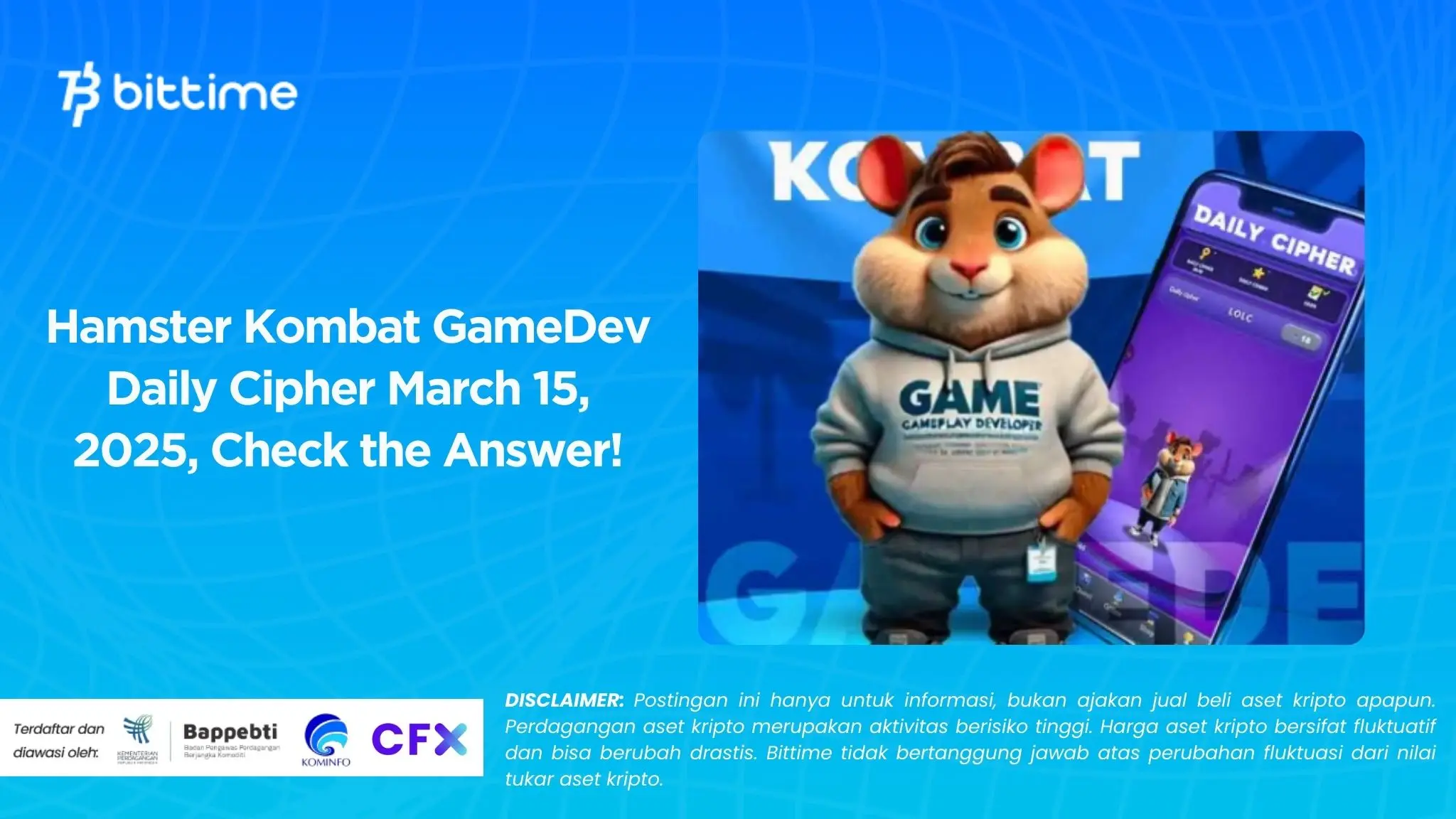 Hamster Kombat GameDev Daily Cipher March 15, 2025, Check the Answer!