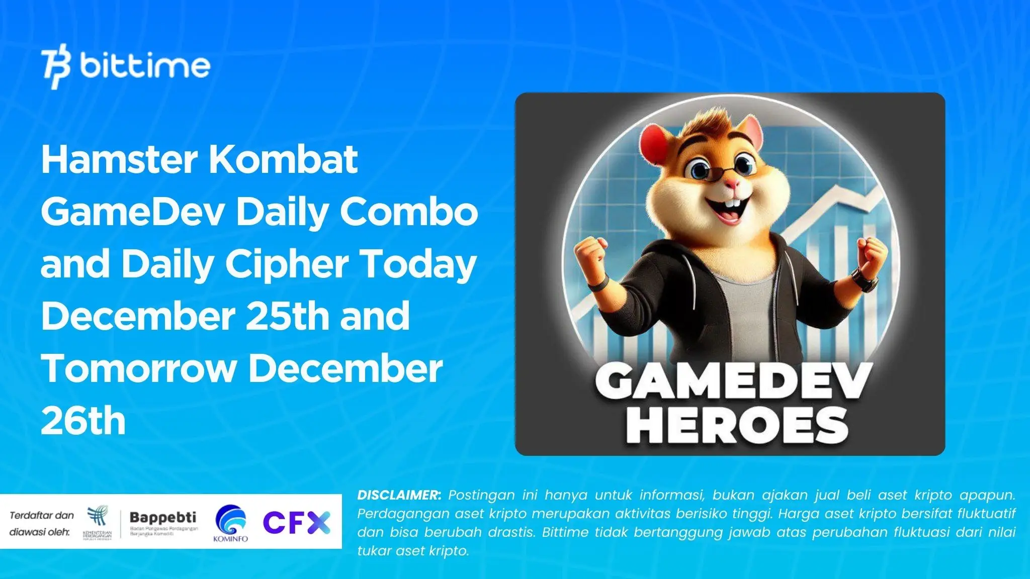 Hamster Kombat GameDev Daily Combo and Daily Cipher Today December 25th and Tomorrow December 26th