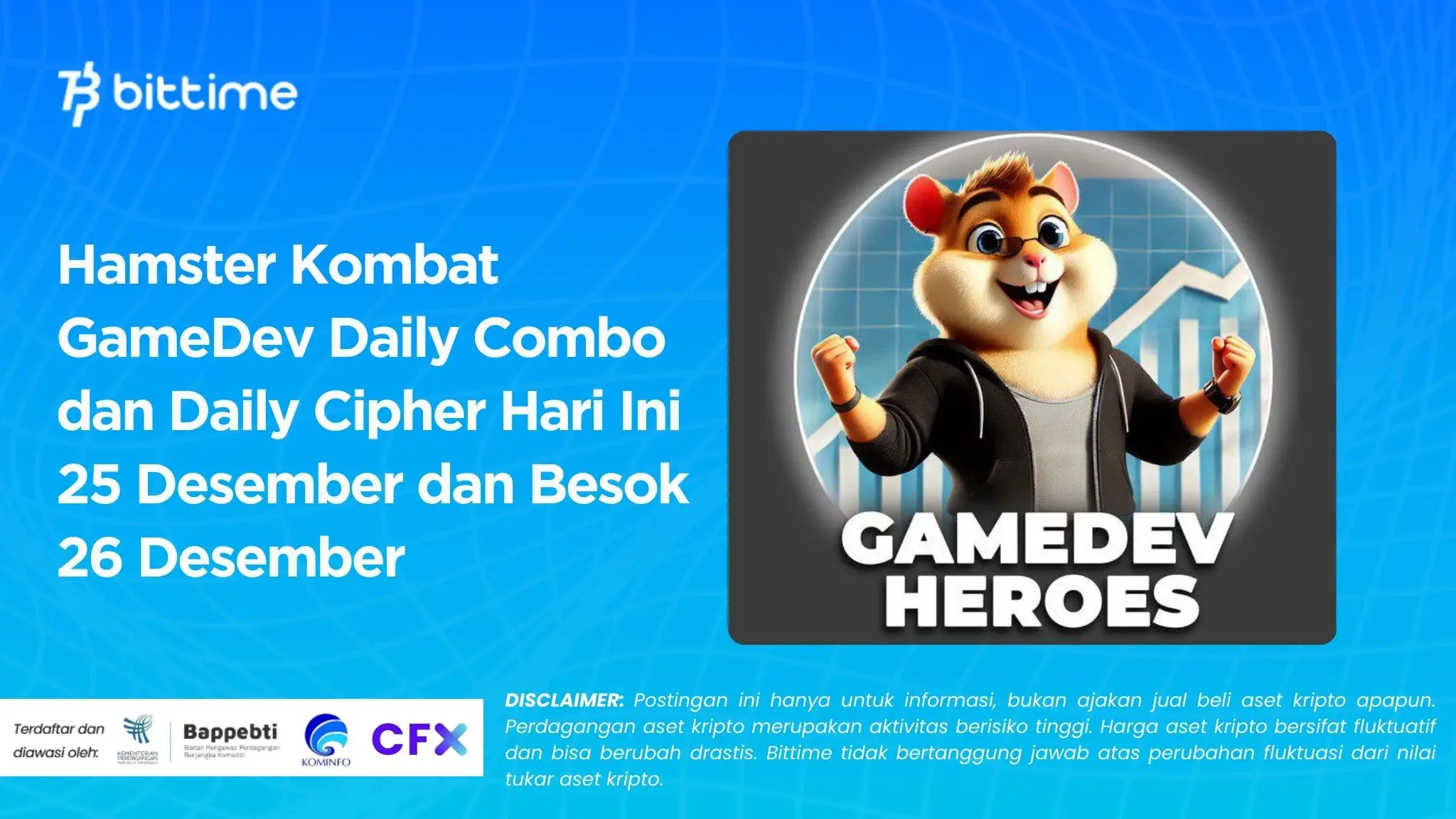 Hamster Kombat GameDev Daily Combo dan Daily Cipher Hari Ini 25 Desember dan Besok 26 Desember