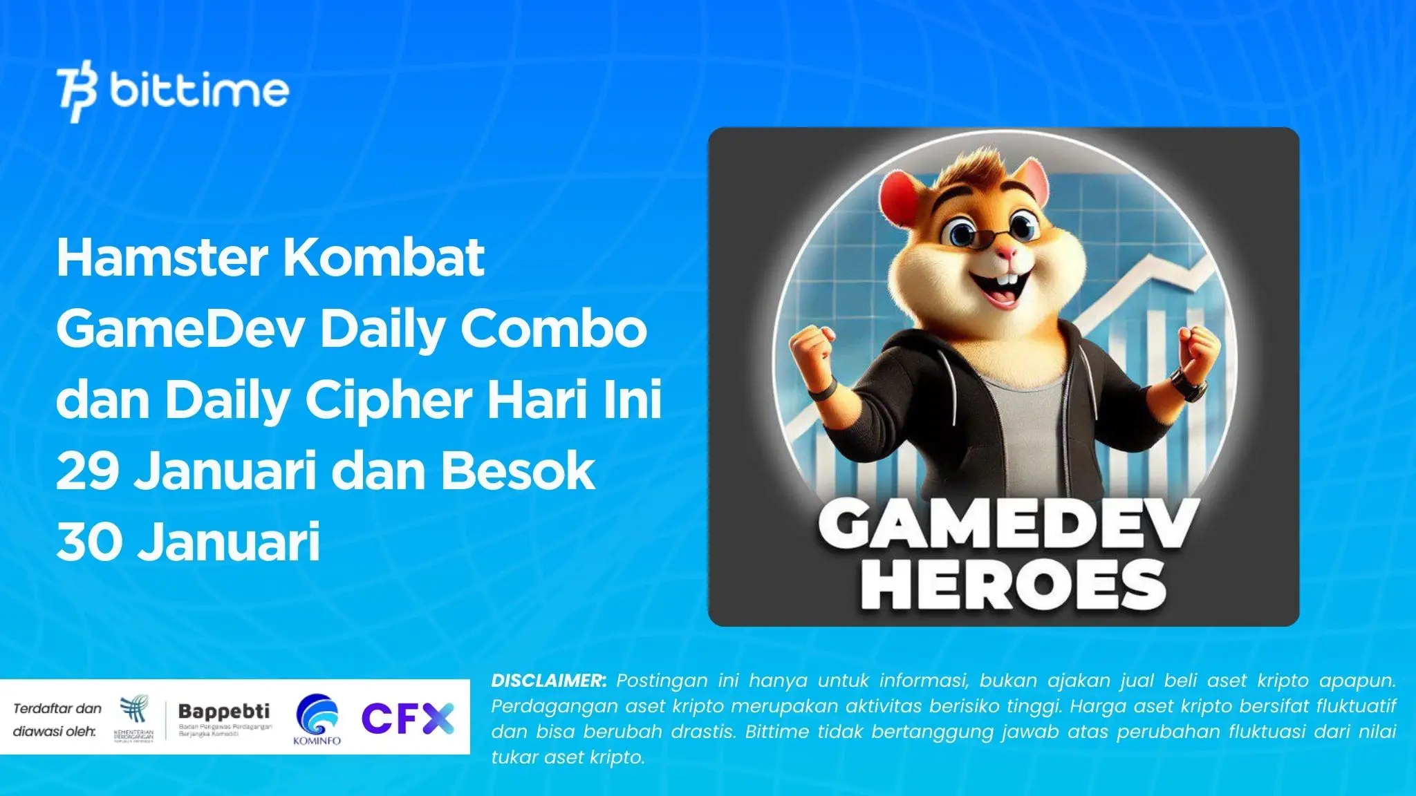 Hamster Kombat GameDev Daily Combo dan Daily Cipher Hari Ini 29 Januari dan Besok 30 Januari