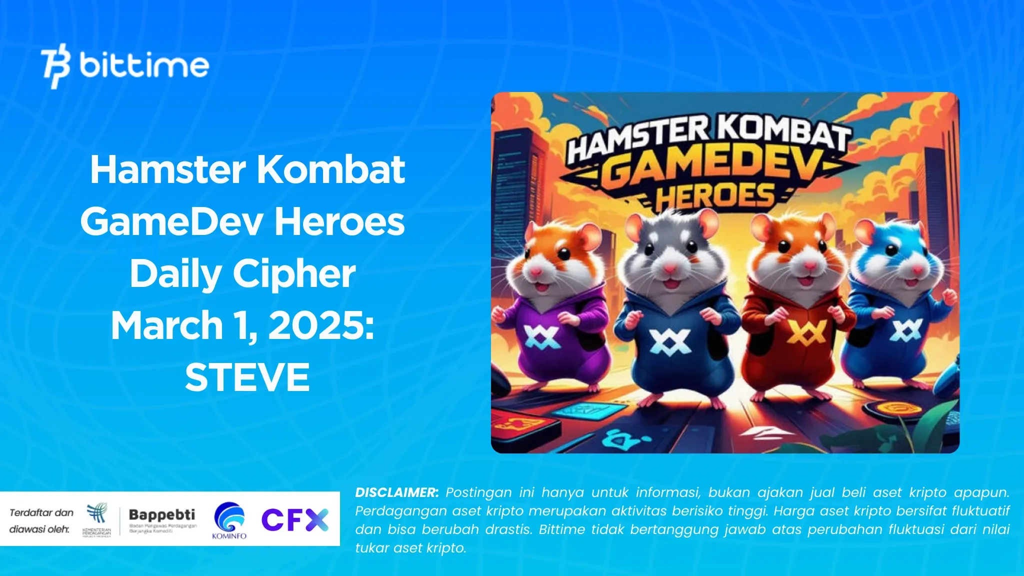 Hamster Kombat GameDev Heroes Daily Cipher March 1, 2025