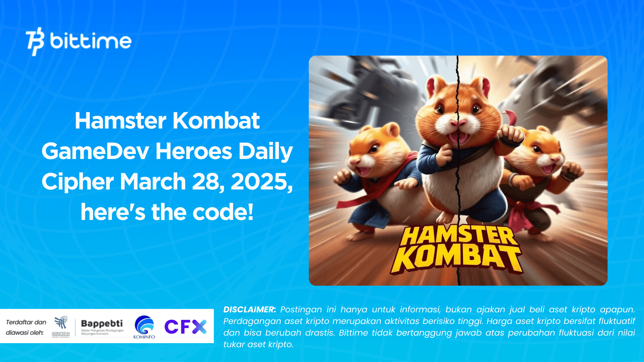 Hamster Kombat GameDev Heroes Daily Cipher March 28, 2025, here's the code!