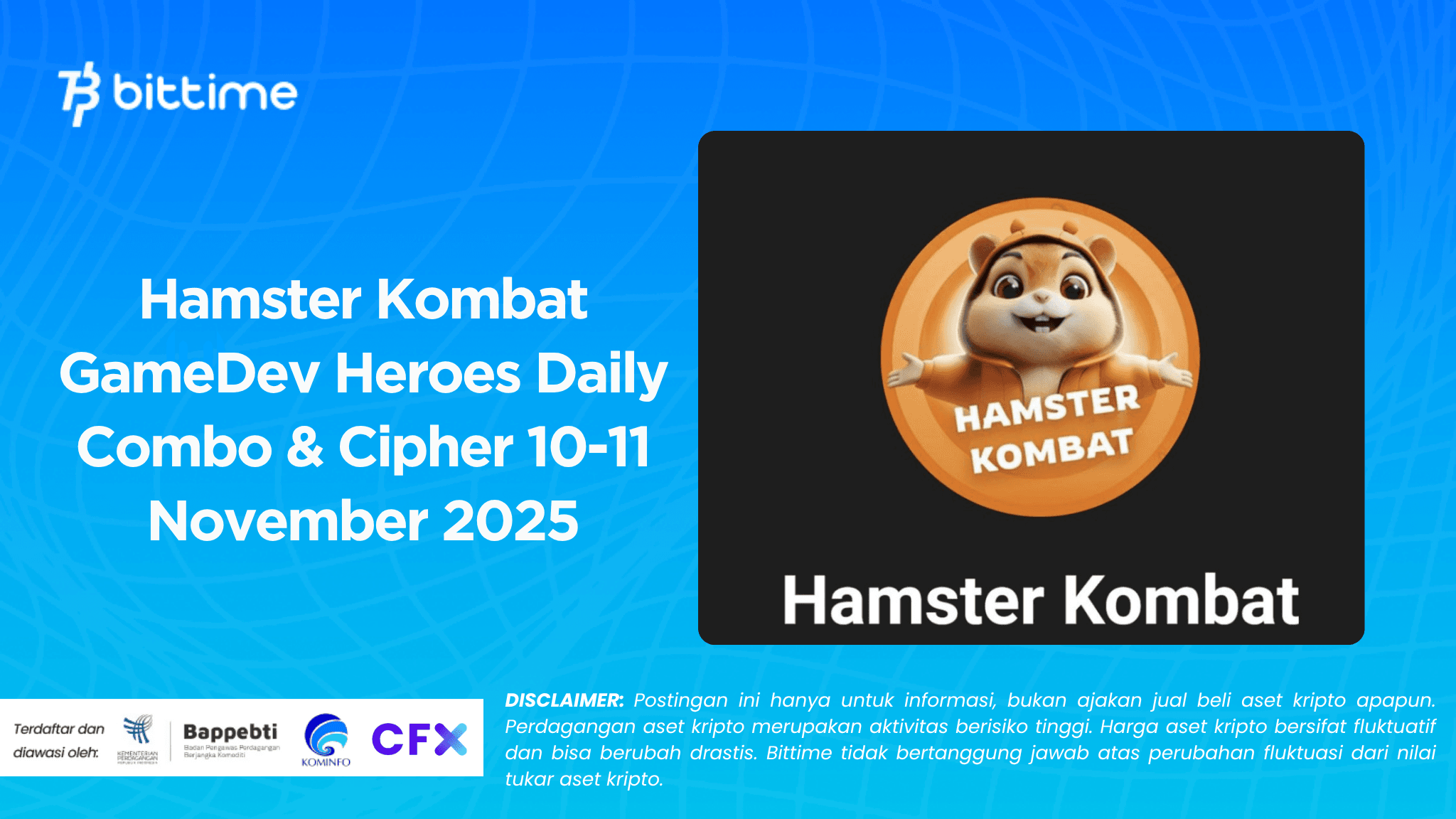 Hamster Kombat GameDev Heroes Daily Combo & Cipher 10-11 November 2025