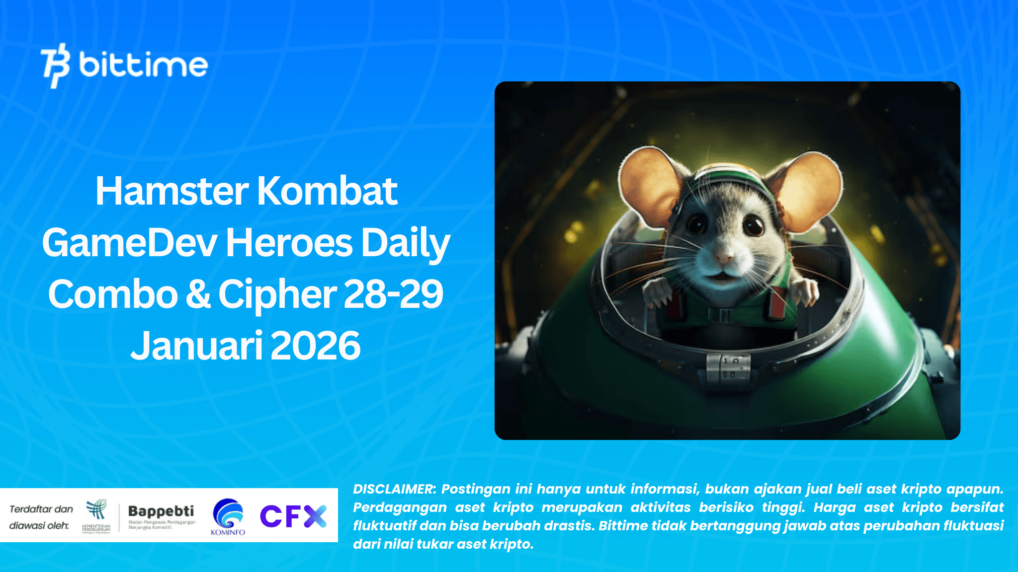 Hamster Kombat GameDev Heroes Daily Combo & Cipher 28-29 Januari 2026