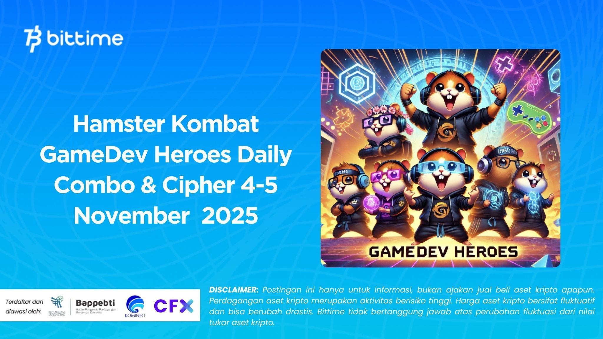 Hamster Kombat GameDev Heroes Daily Combo & Cipher 4-5 November  2025