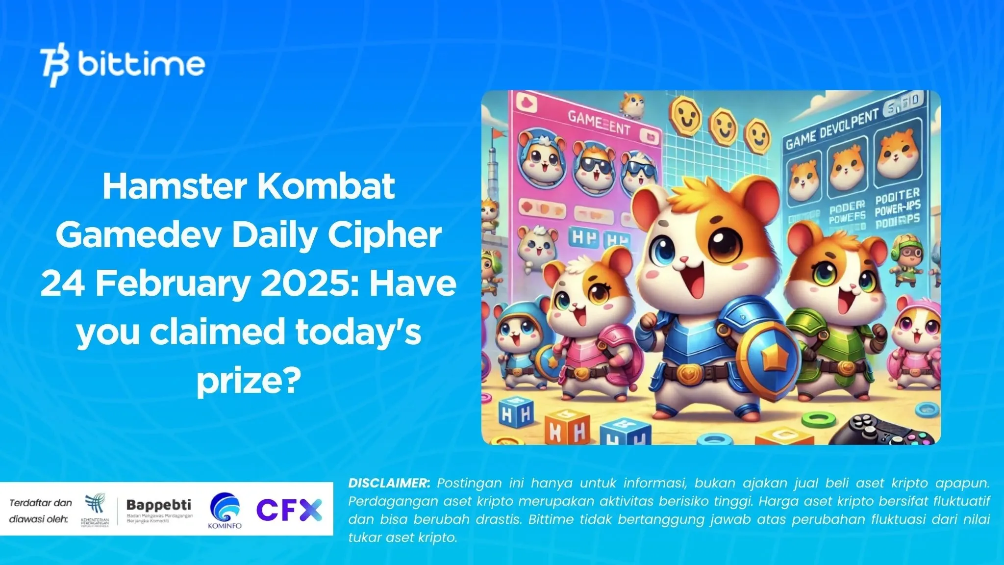 Hamster Kombat Gamedev Daily Cipher 24 February 2025 Have you claimed todays prize