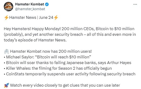 Hamster Kombat raih 200 juta pengguna di seluruh dunia! (Sumber Twitter X).jpg