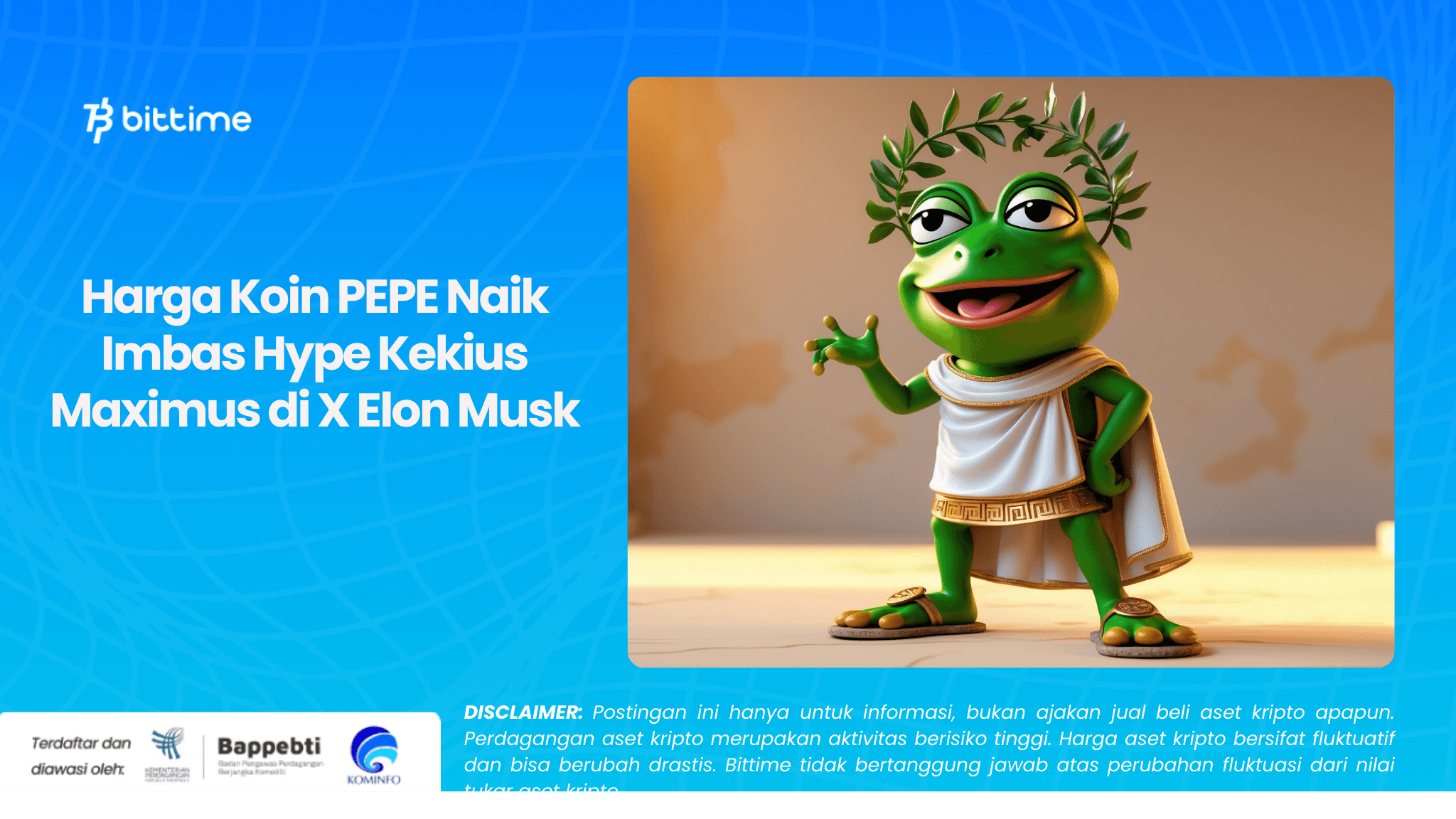 Harga Koin PEPE Naik Imbas Hype Kekius Maximus di X Elon Musk