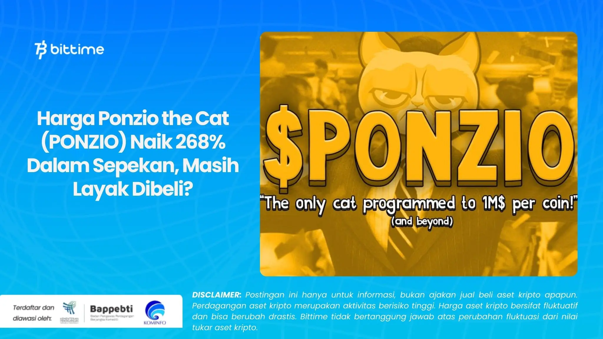 Harga Ponzio the Cat (PONZIO) Naik 268% Dalam Sepekan, Masih Layak Dibeli.webp