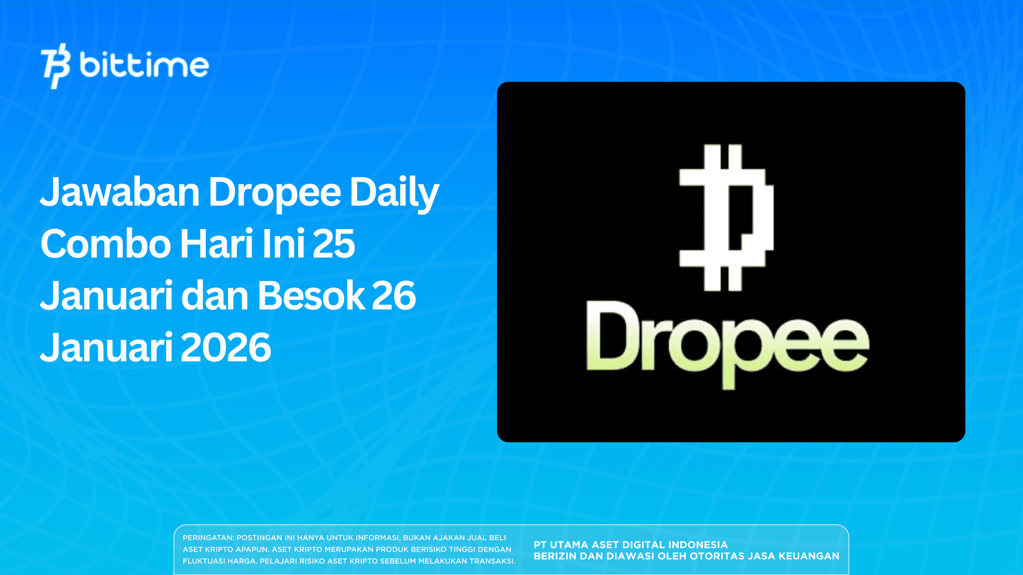 Jawaban Dropee Daily Combo Hari Ini 25 Januari dan Besok 26 Januari 2026