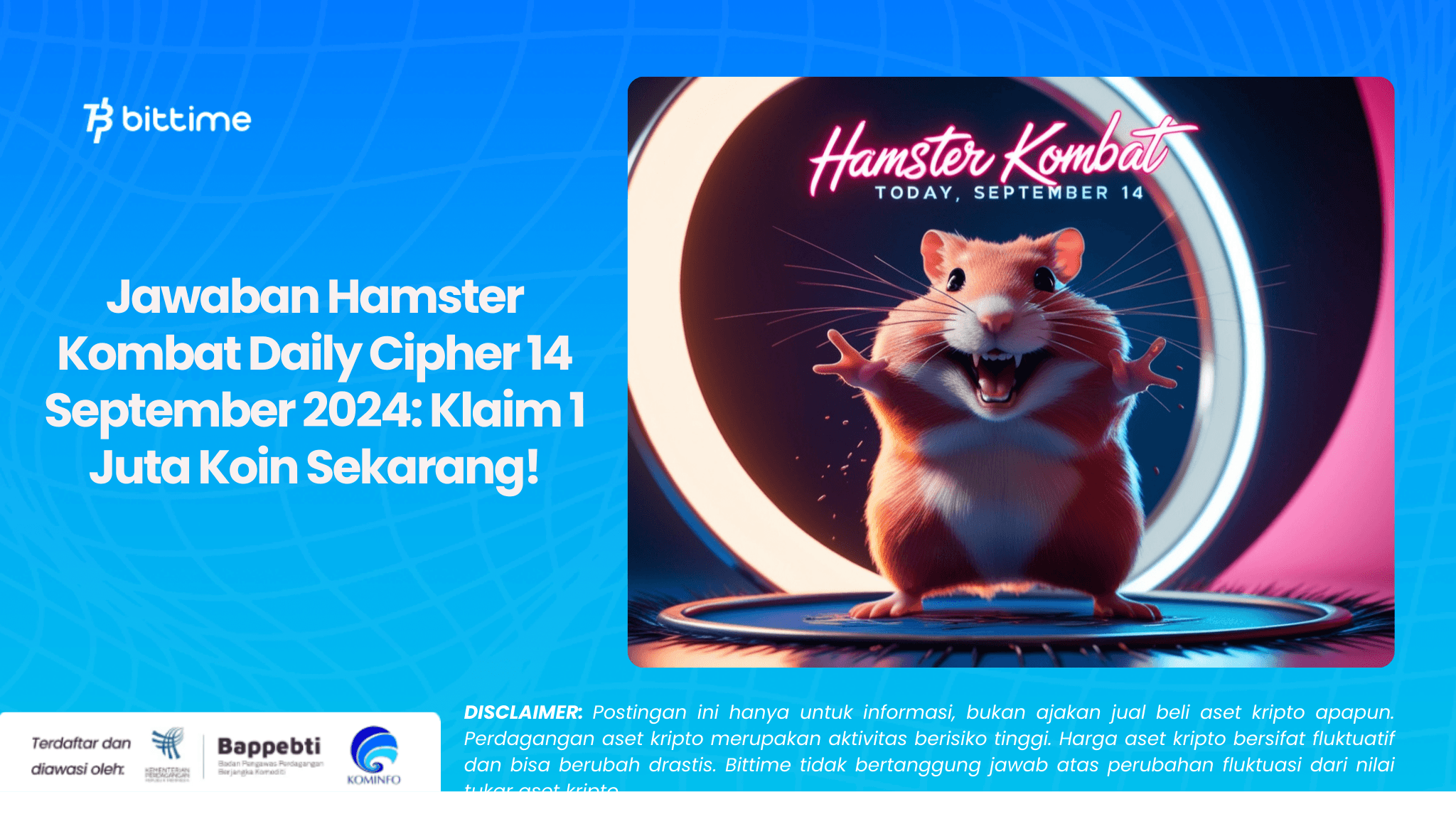 Jawaban Hamster Kombat Daily Cipher 14 September 2024: Klaim 1 Juta Koin Sekarang!