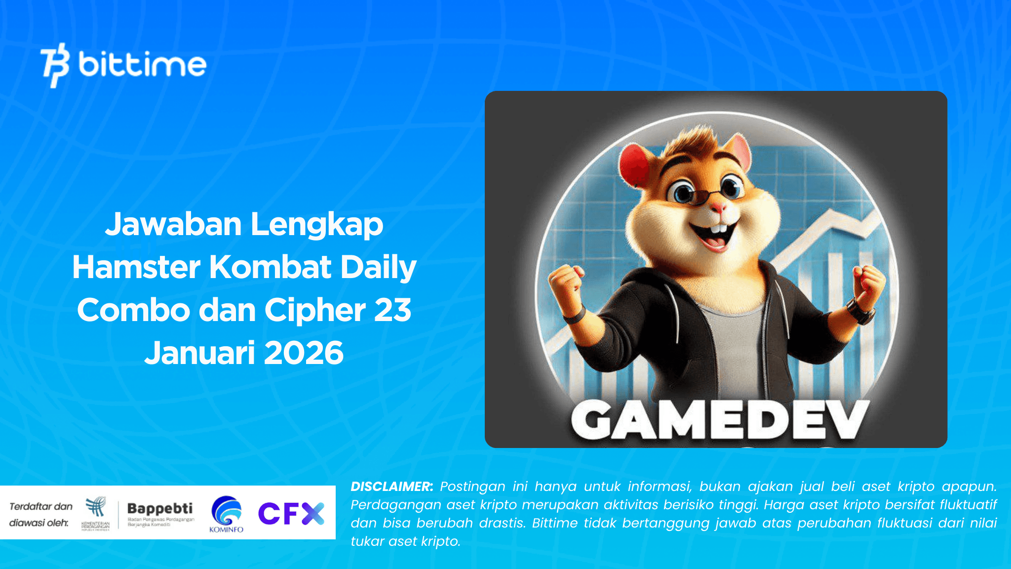 Jawaban Lengkap Hamster Kombat Daily Combo dan Cipher 23 Januari 2026