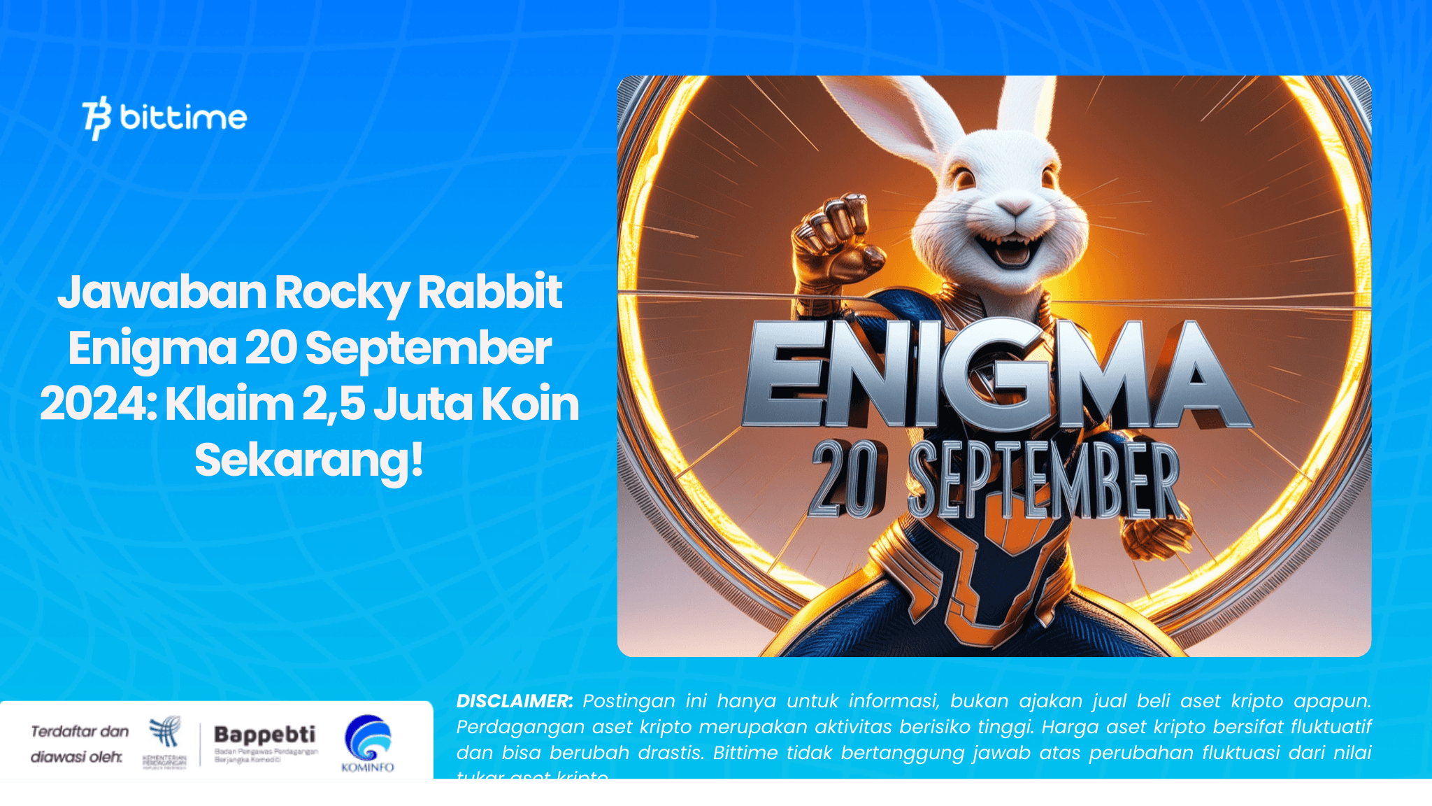 Jawaban Rocky Rabbit Enigma 20 September 2024: Klaim 2,5 Juta Koin Sekarang!
