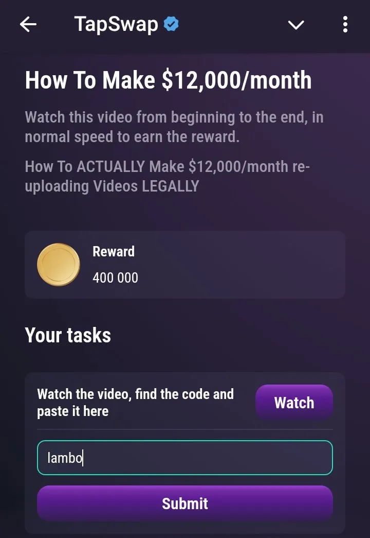 Jawaban TapSwap Code Combo 5 Agustus