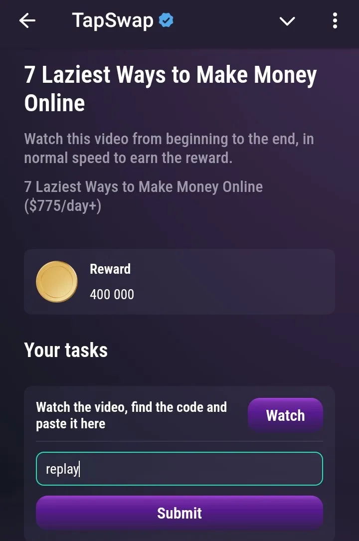 Jawaban TapSwap Code Combo 5 Agustus