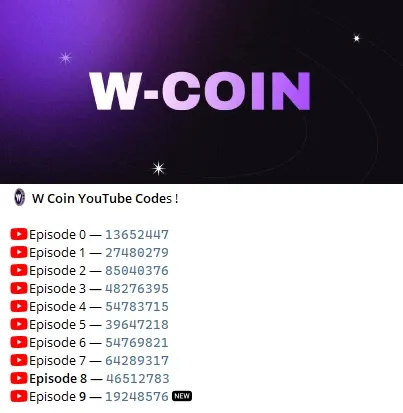 Jawaban W-Coin Youtube Codes W-Space Episode 1-9