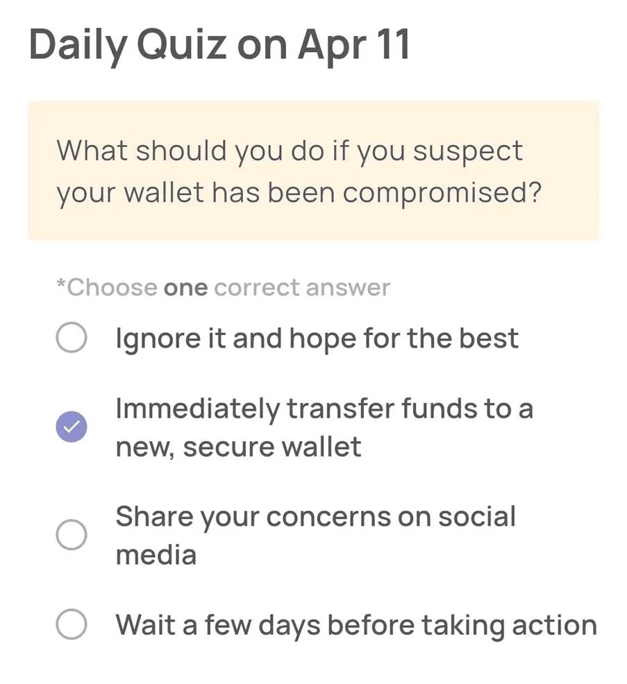 XENEA Wallet Daily Quiz 11 April 2025