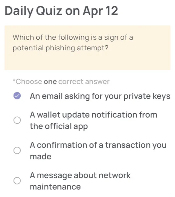 XENEA Wallet Daily Quiz 12 April 2025