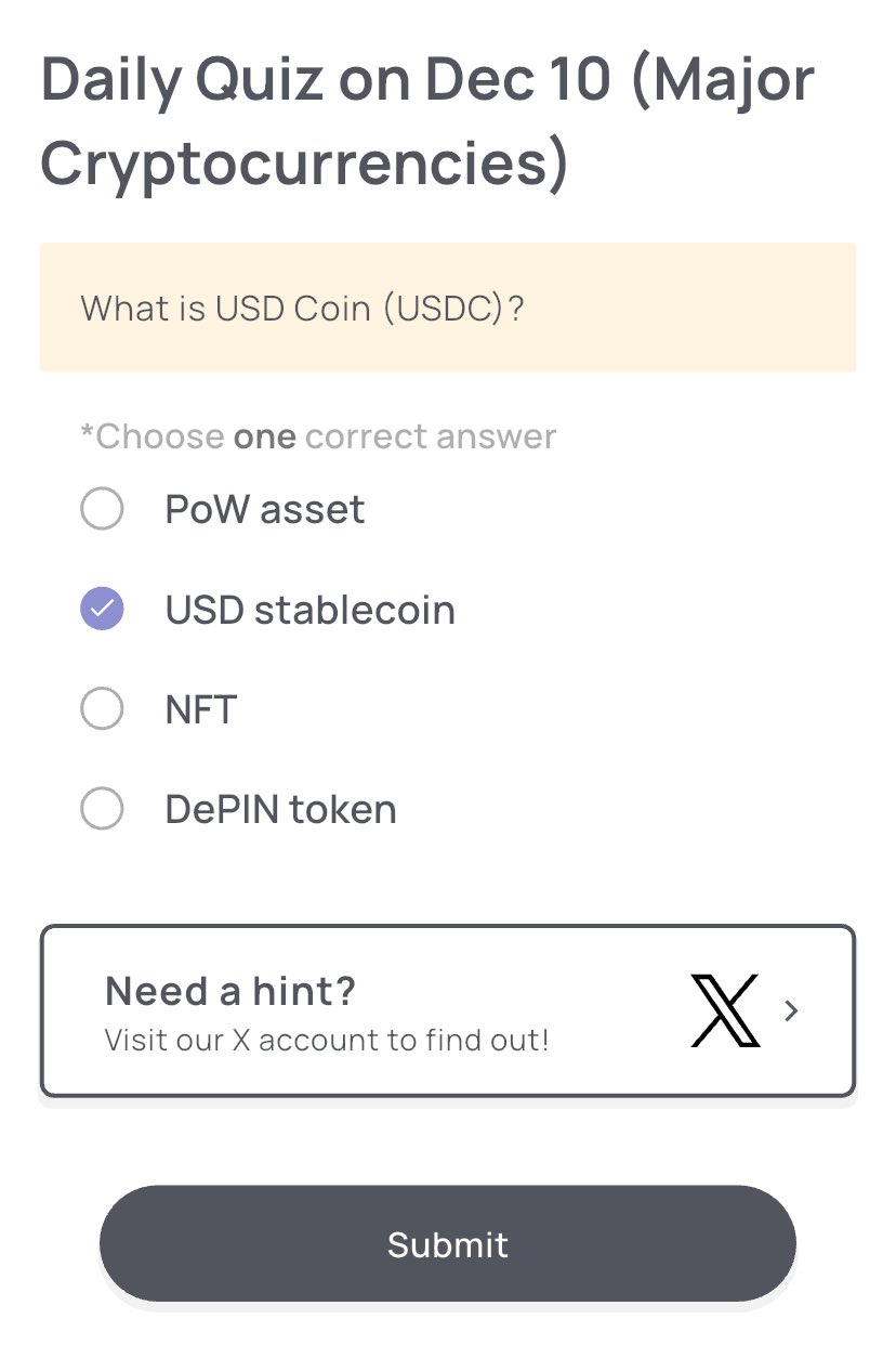 Xenea Wallet Daily Quiz Answers December 10, 2025