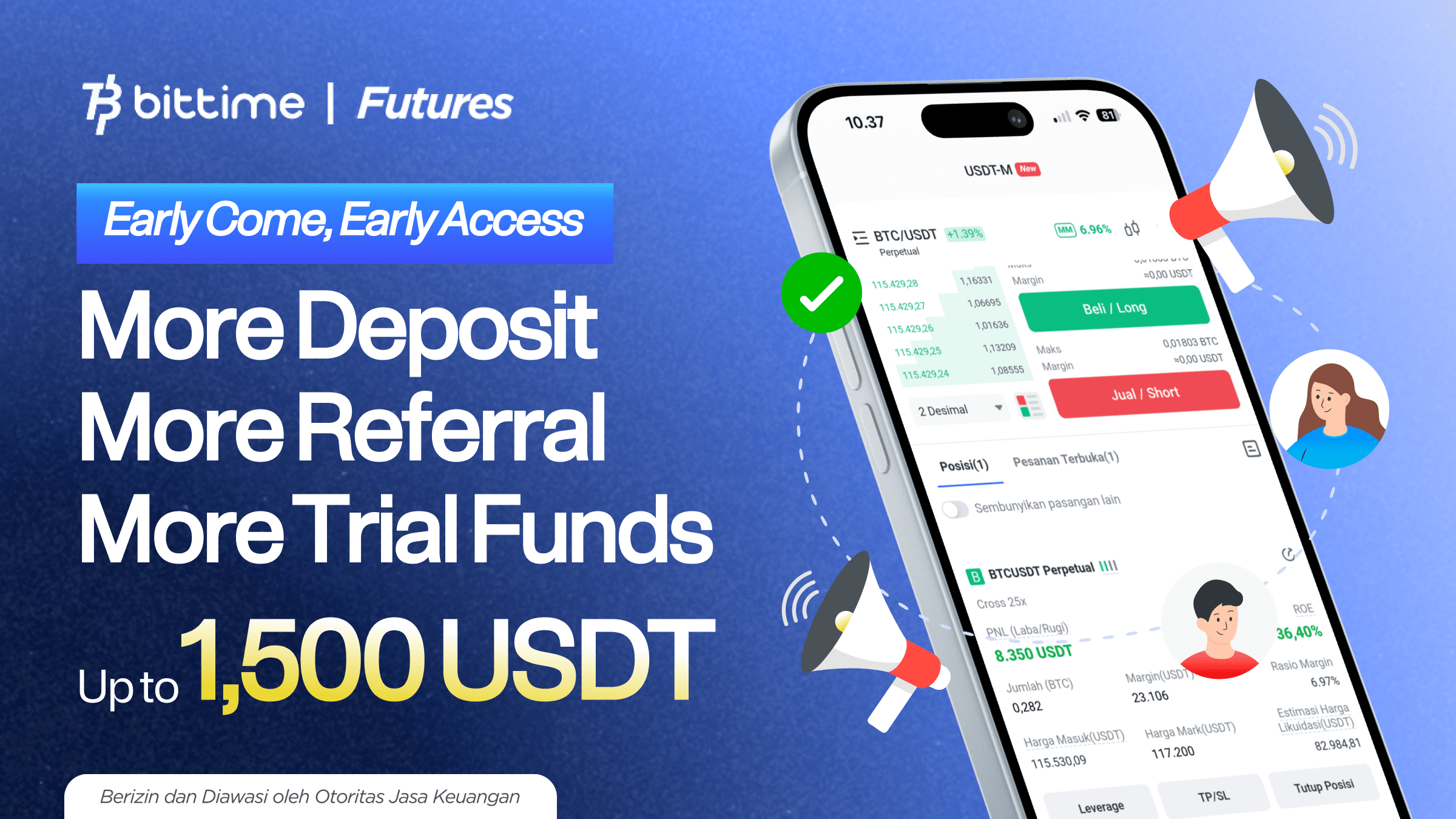 Bittime Buka Program Waitlist Beta Futures dalam Skema Uji Coba Terbatas, Bagikan Trial Funds Hingga $1.500 USDT