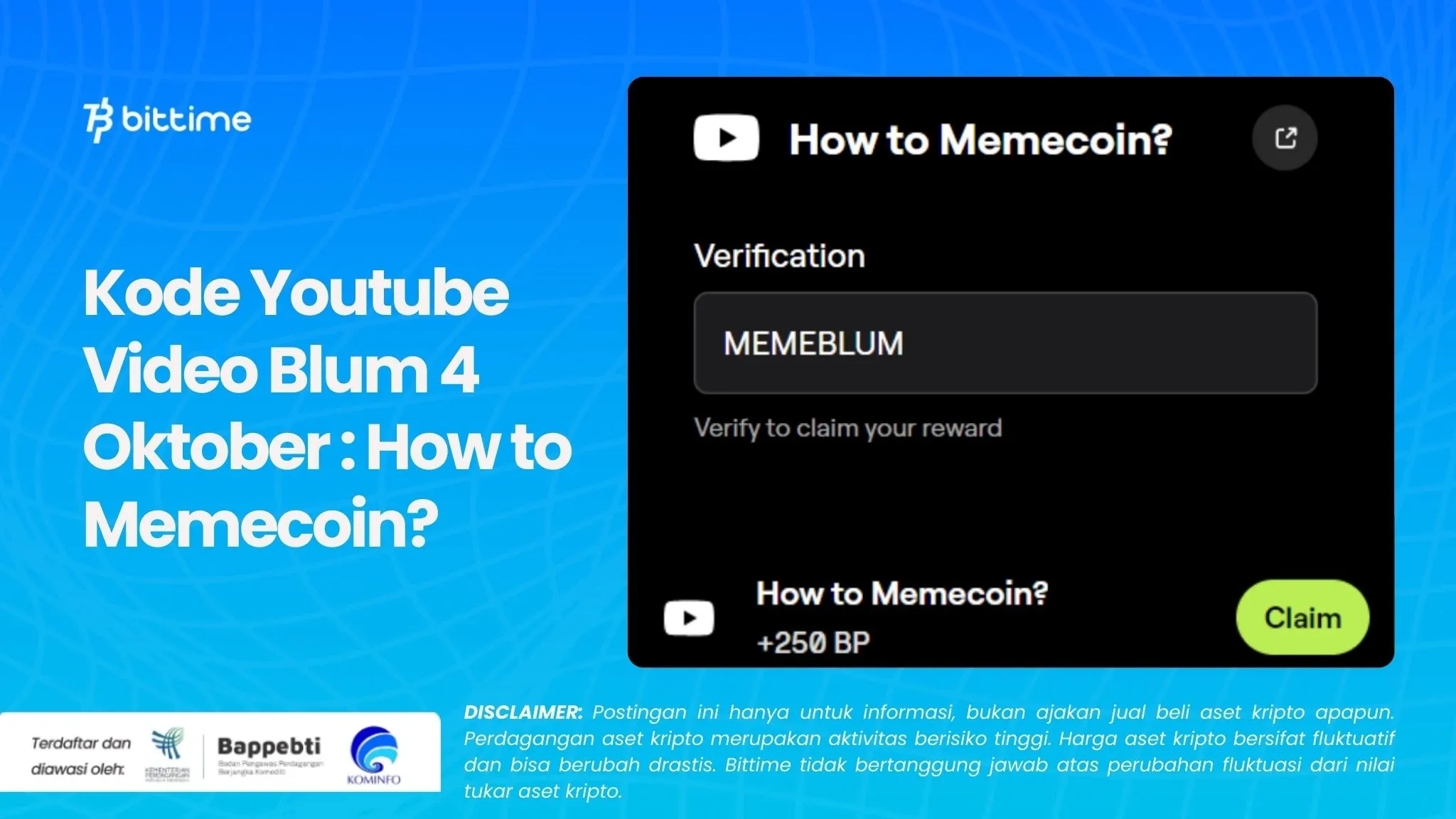 Kode Youtube Video Blum 4 Oktober How to Memecoin