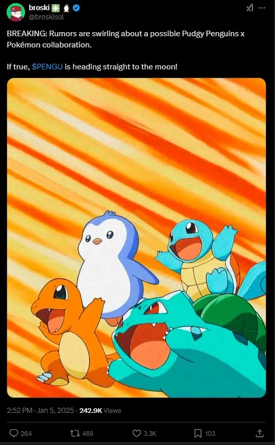 Kolaborasi PENGU dan Pokemon