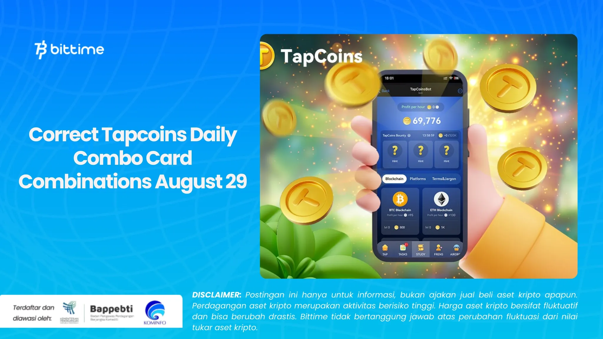 Kombinasi Kartu Tapcoins Daily Combo 29 Agustus yang Benar
