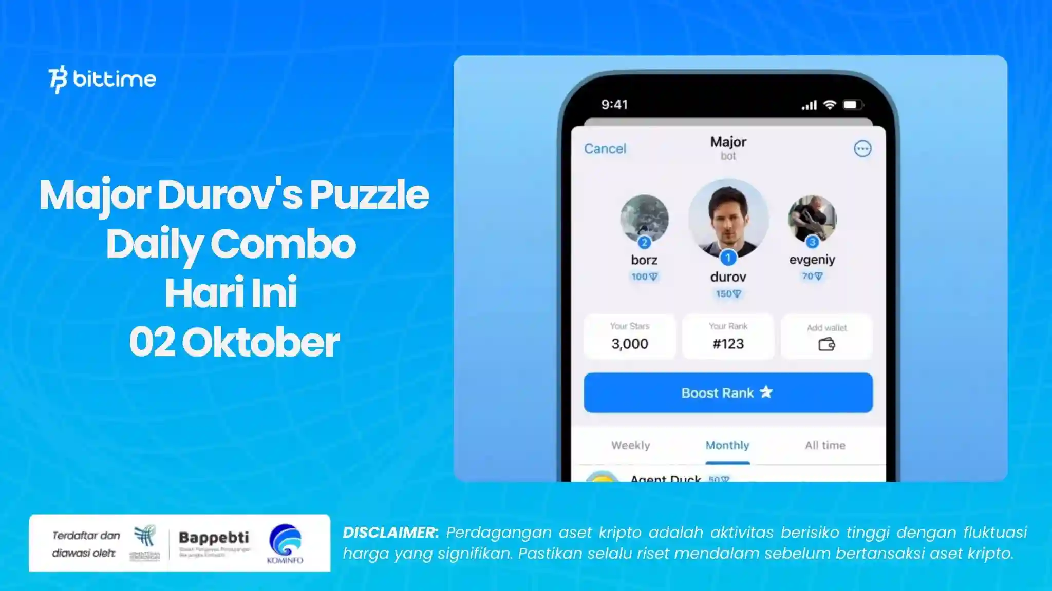 Major Durov's Puzzle Daily Combo Hari Ini 02 Oktober.webp