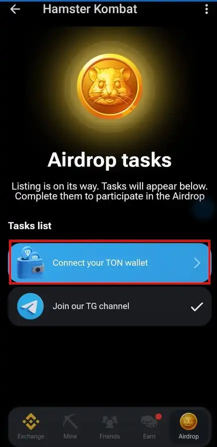 Menyambungkan Hamster Kombat ke Dompet TON untuk Tugas Airdrop 8.webp