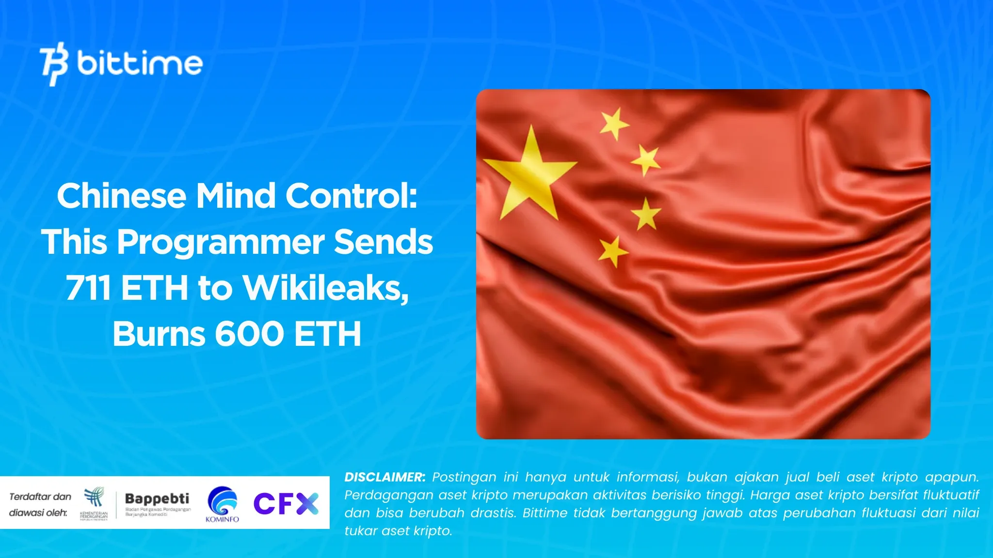 Mind Control China Programmer Ini Kirim 711 ETH ke Wikileaks, 600 ETH di Burn