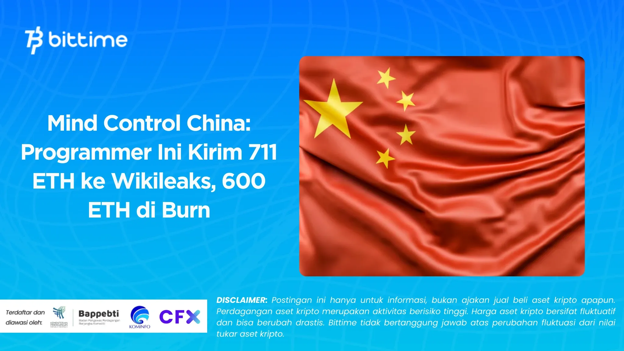 Mind Control China: Programmer Ini Kirim 711 ETH ke Wikileaks, 600 ETH di Burn