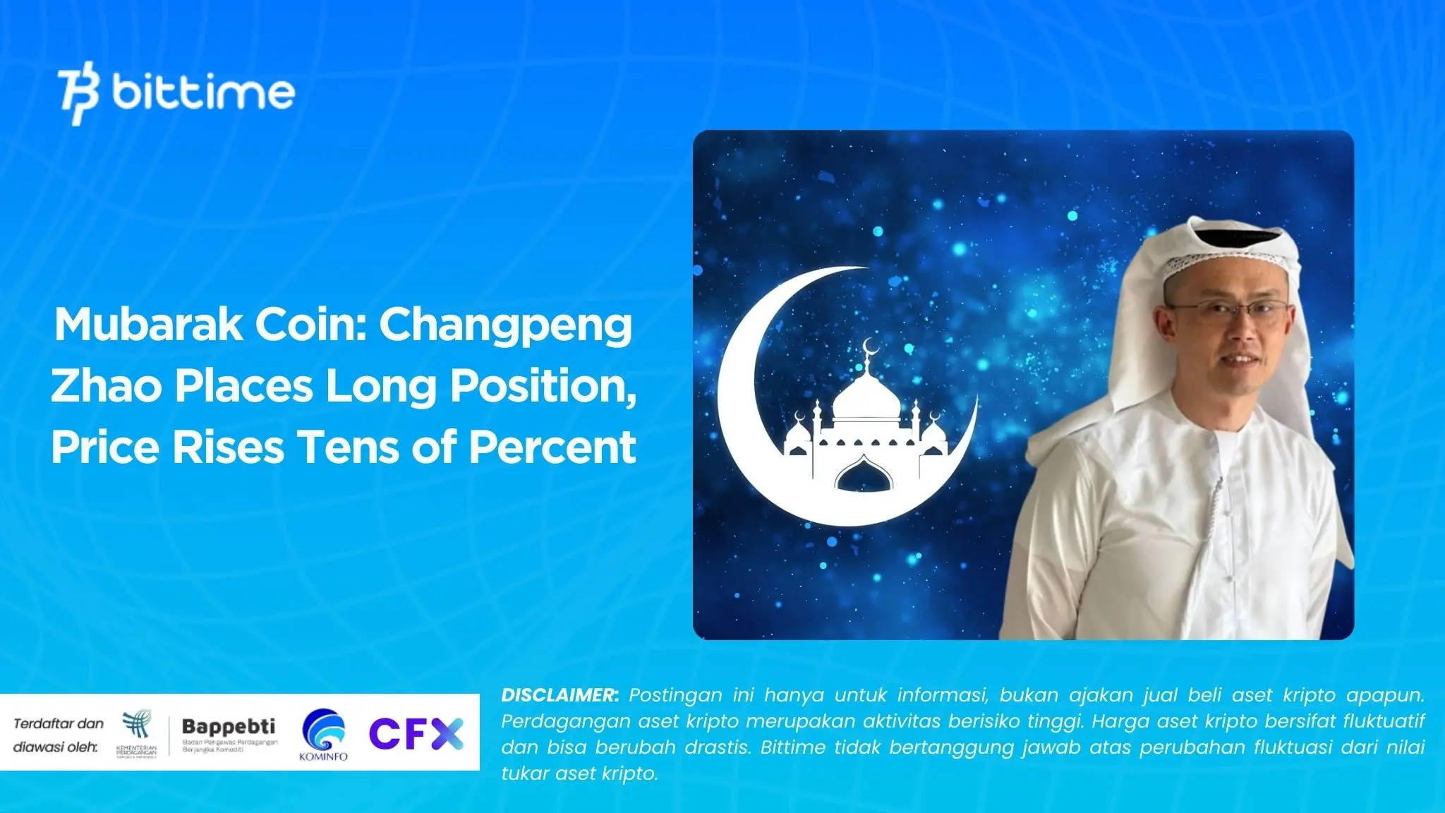 Mubarak Coin Changpeng Zhao Places Long Position, Price Rises Tens of Percent.