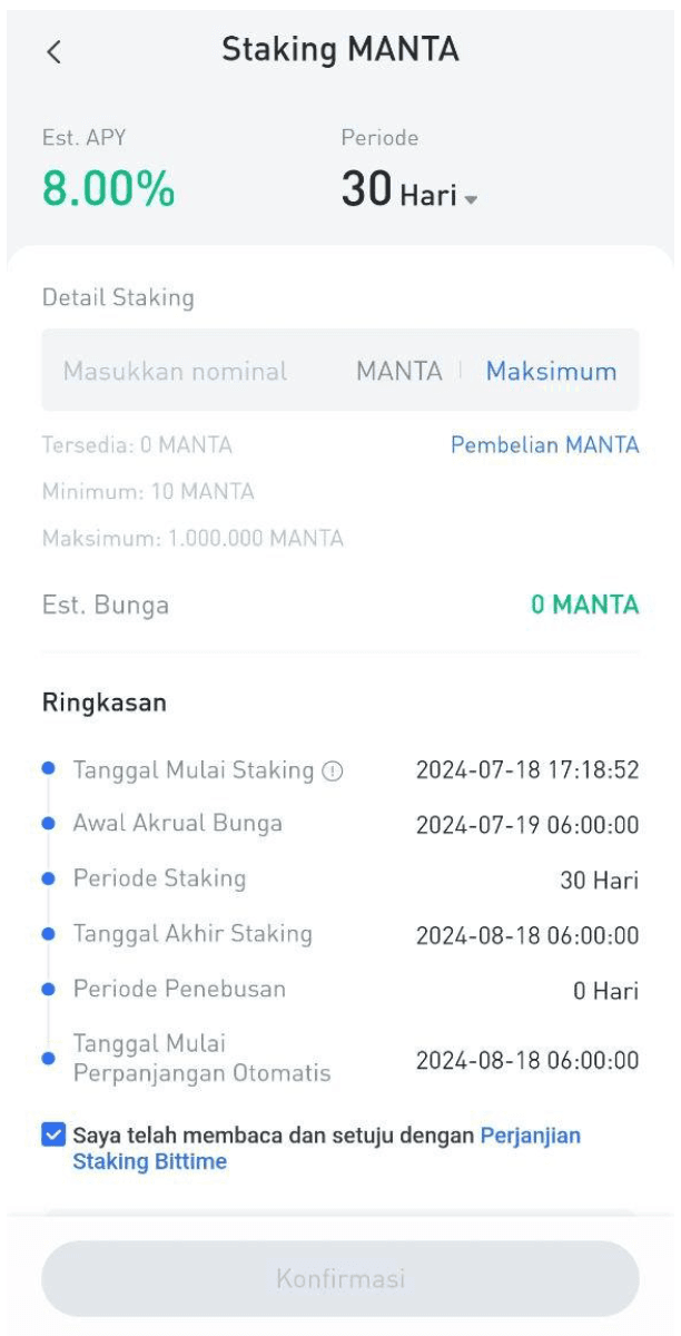 Mulai Staking MANTA