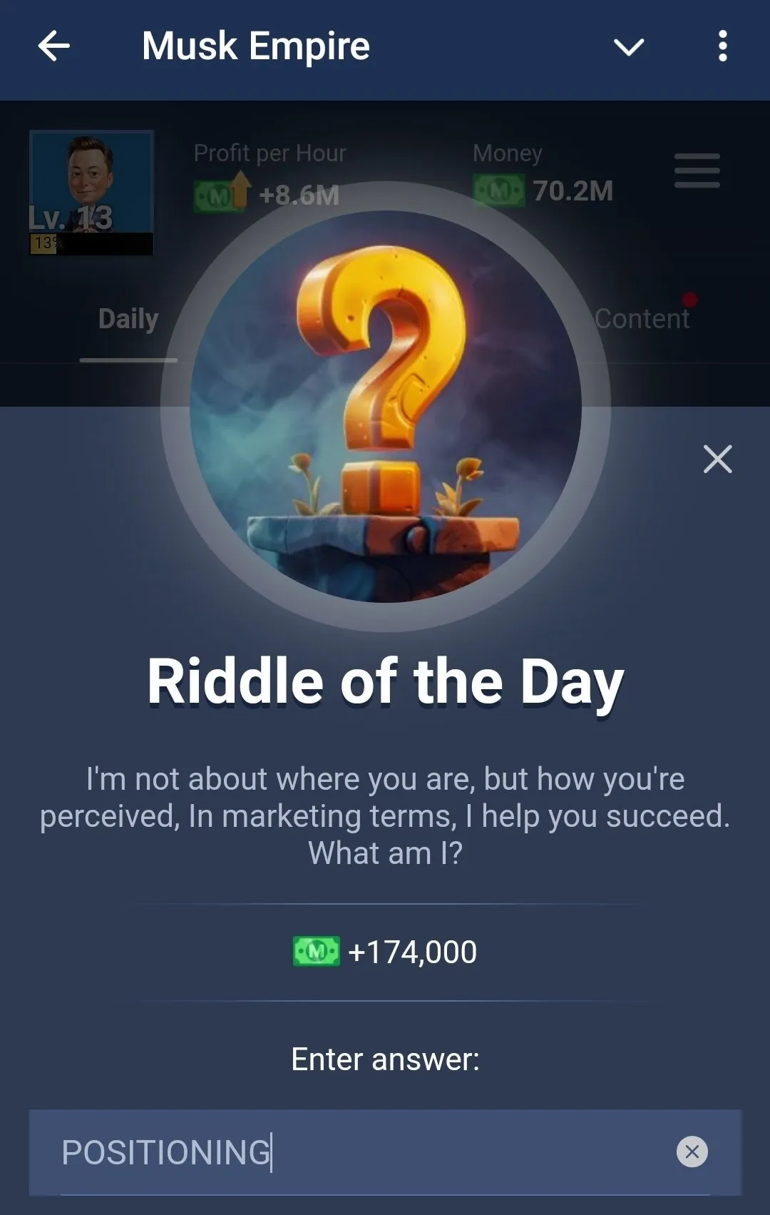 Musk Empire Riddle of The Day 24 Juli 2024