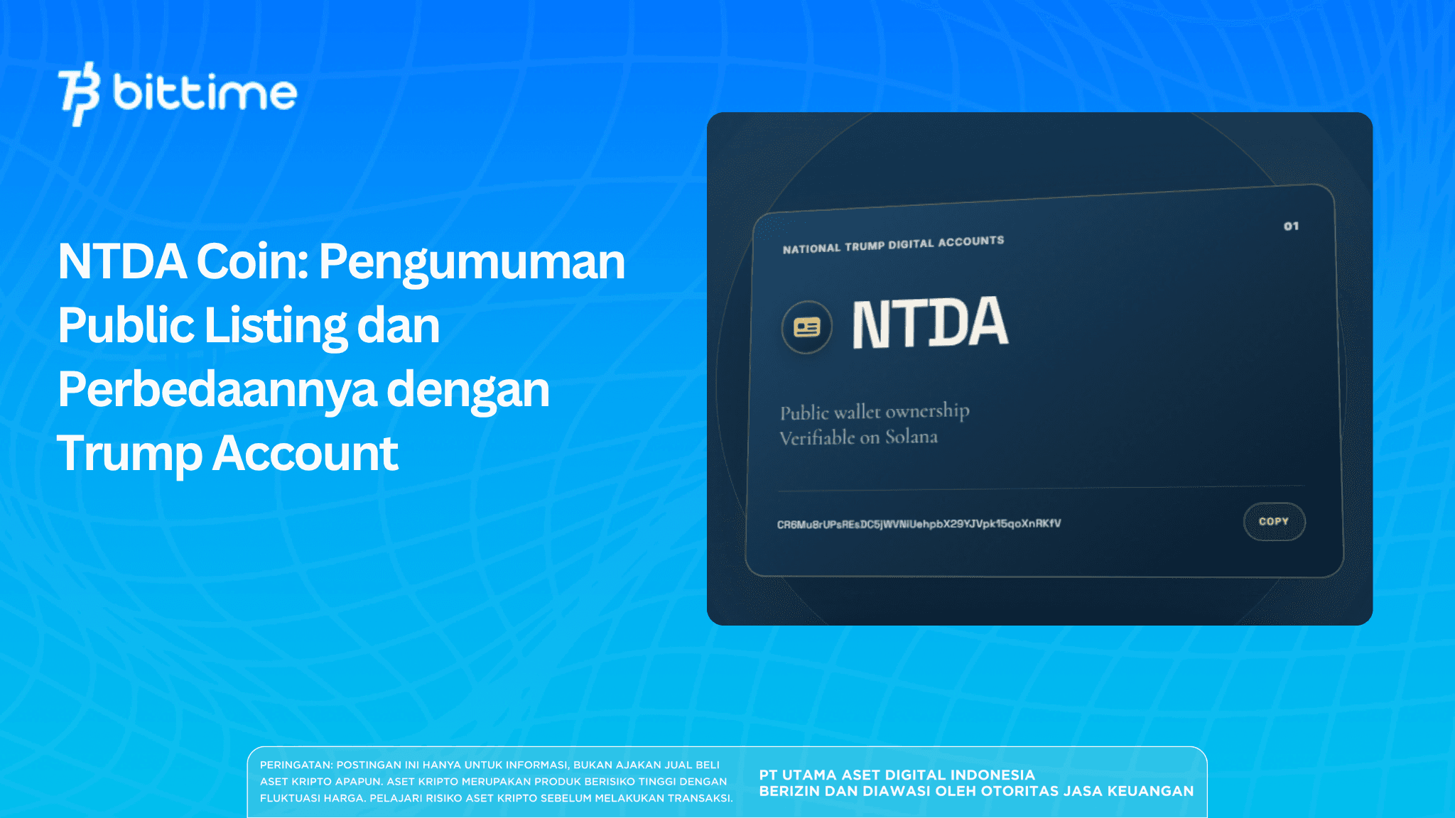 NTDA Coin: Public Listing Announcement and Its Difference from Trump Account