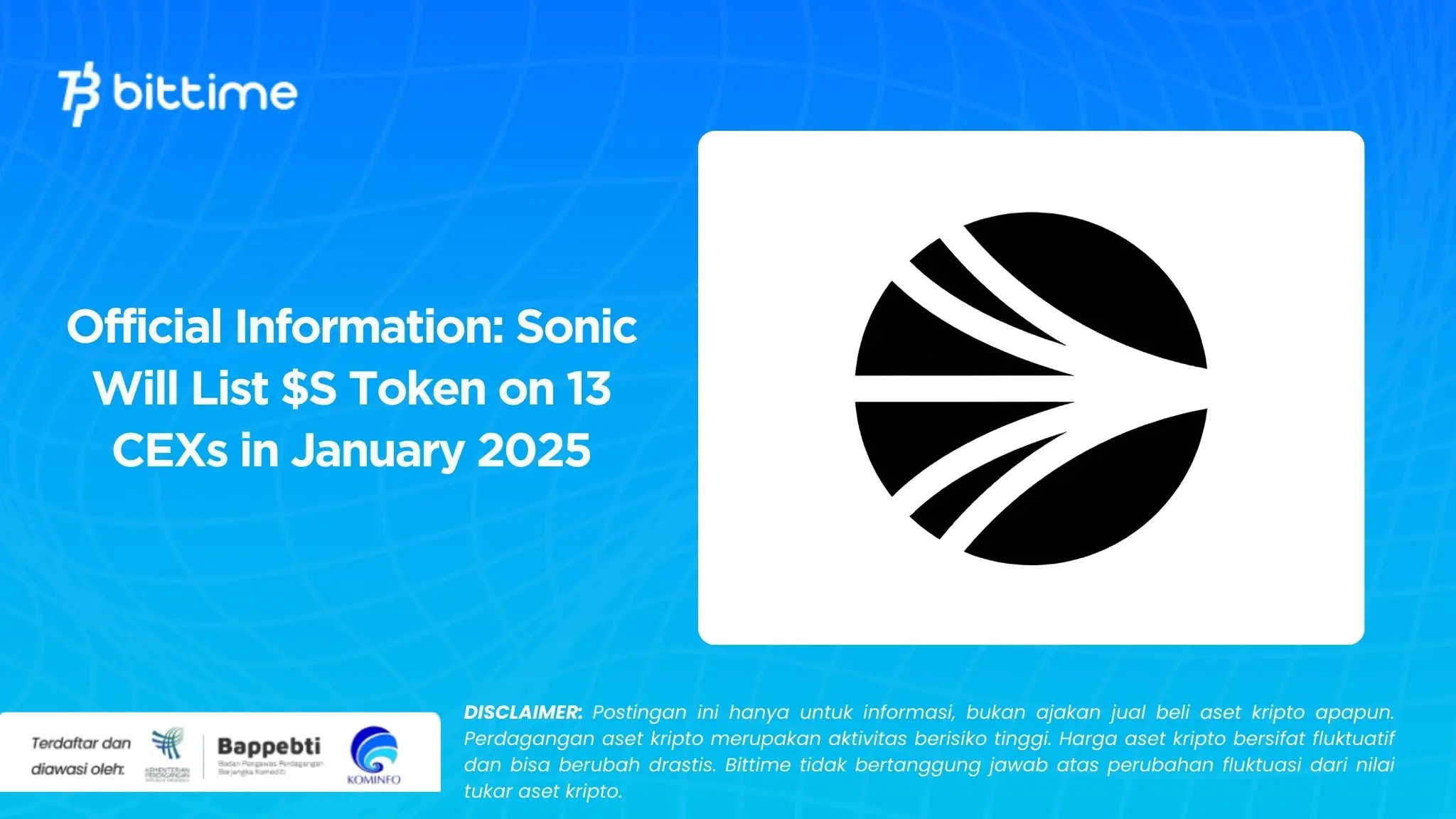 Official Information: Sonic Will List $S Token on 13 CEXs in January 2025