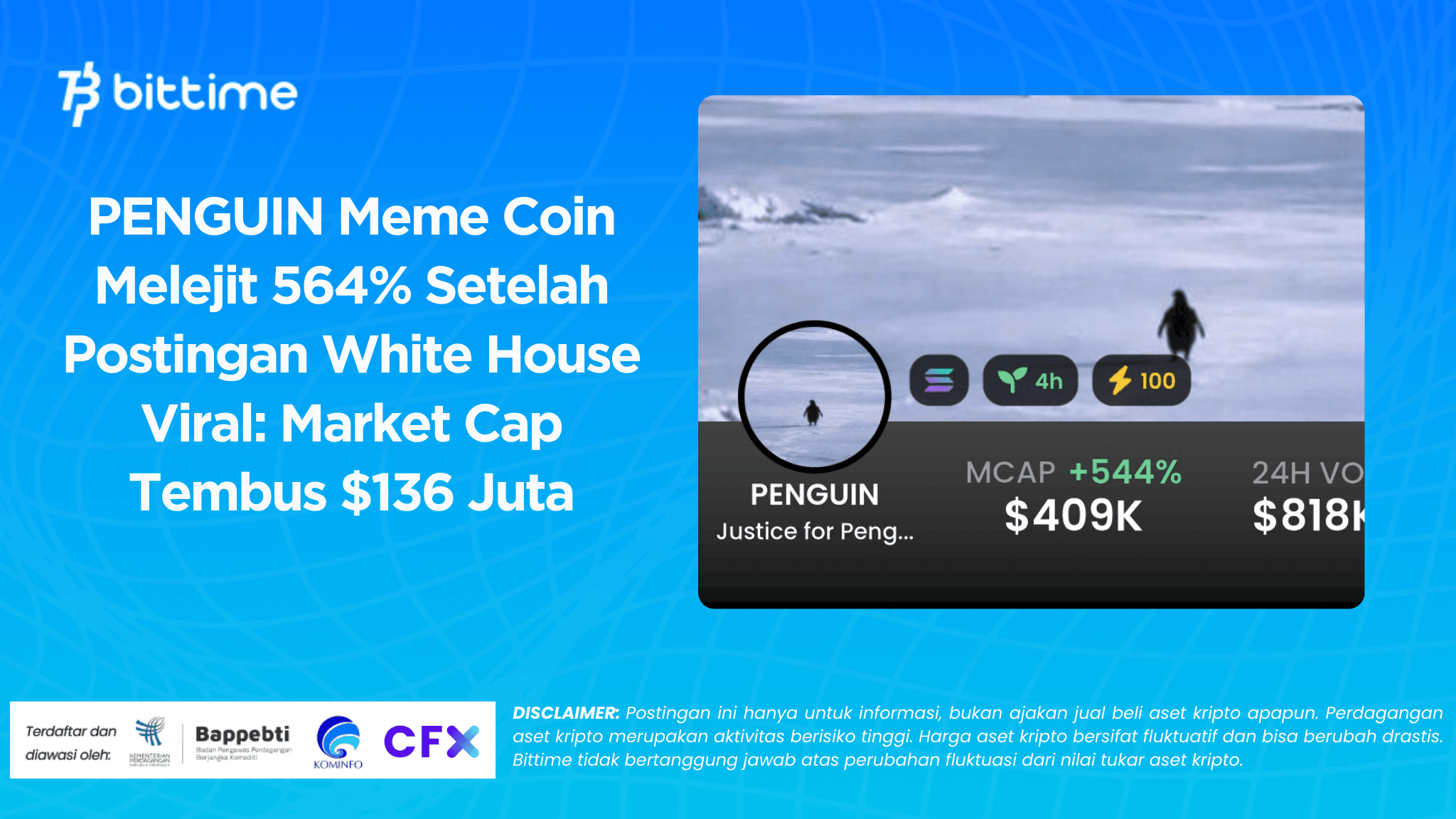 PENGUIN Meme Coin Melejit 564% Setelah Postingan White House Viral: Market Cap Tembus $136 Juta