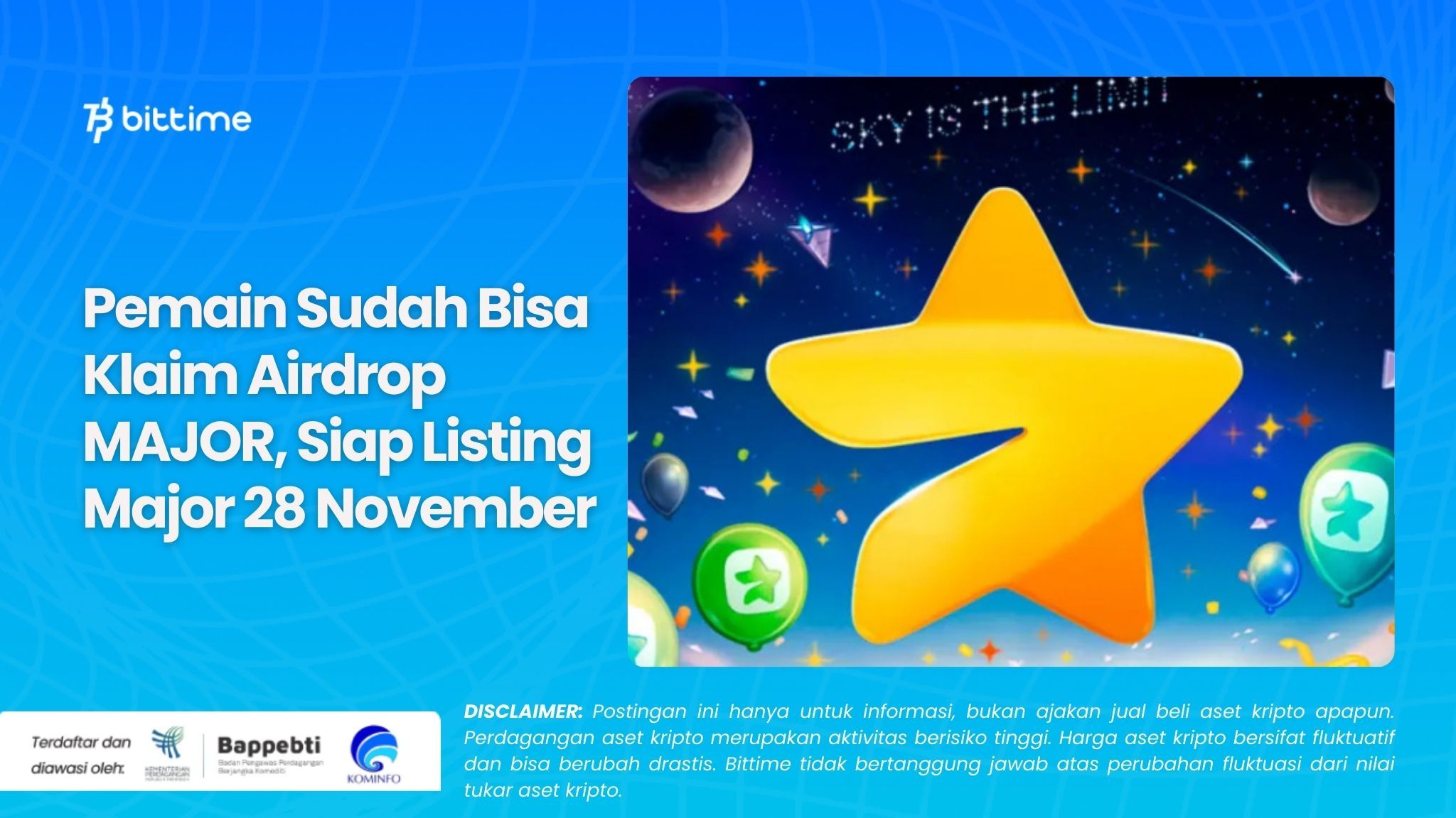 Pemain Sudah Bisa Klaim Airdrop MAJOR, Siap Listing Major 28 November
