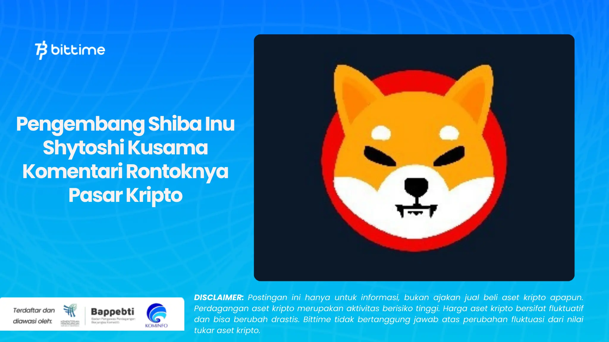 Pengembang Shiba Inu Shytoshi Kusama Komentari Rontoknya Pasar Kripto