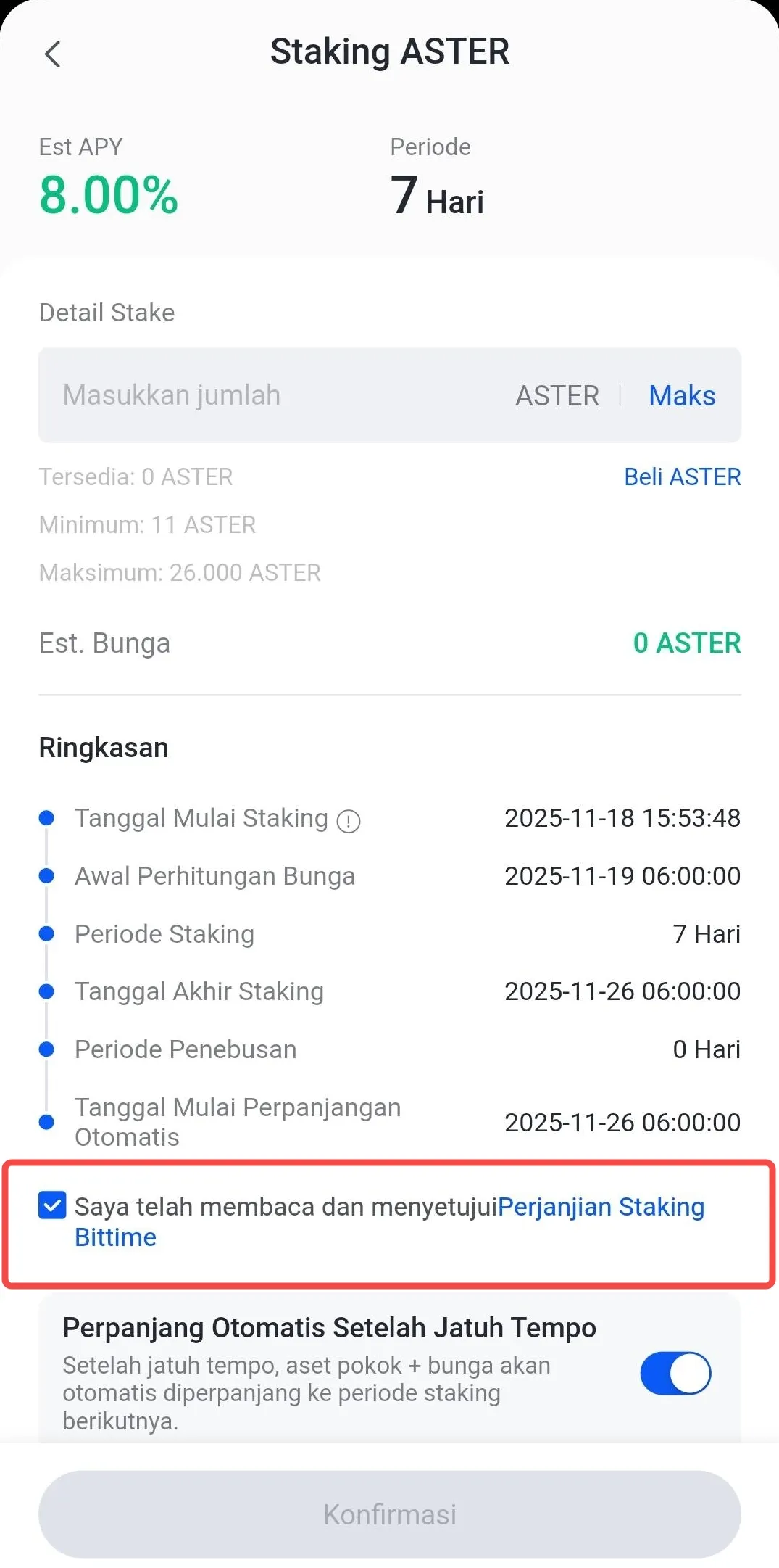 Persetujuan Staking ASTER