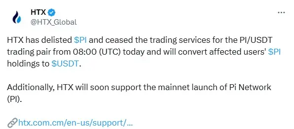Pi Network Delisting di HTX.