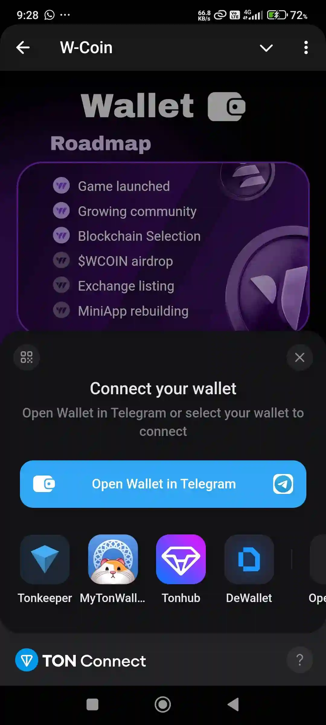 Pilih Wallet - Cara Connect Wallet Telegram di Airdrop W-Coin Biar Lolos Kriteria Snapshot.webp