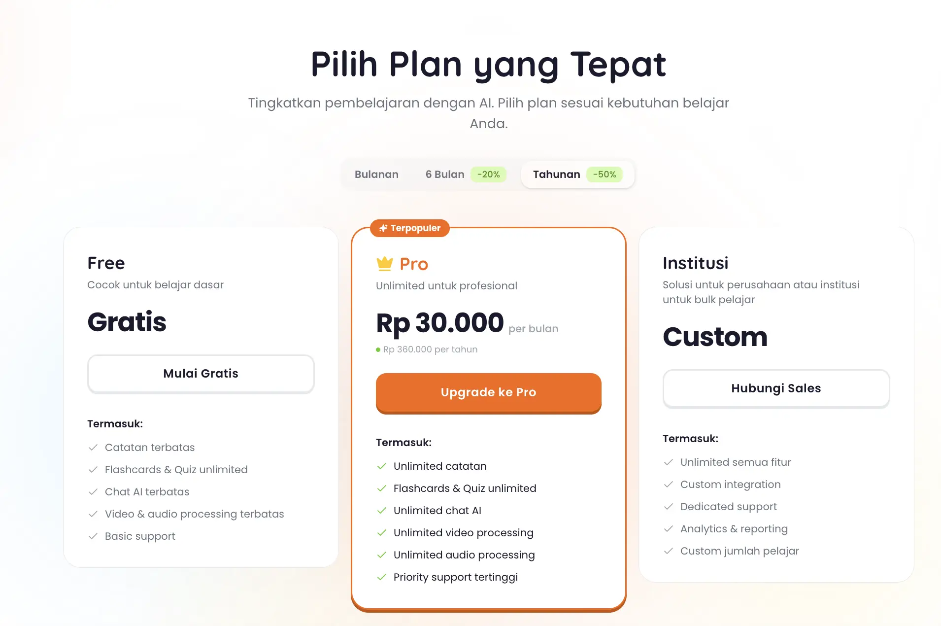 Pintarly Id vs Pelajarin AI Mana Aplikasi Belajar AI Terbaik untuk Siswa Indonesia - pelajarin ai harga.webp