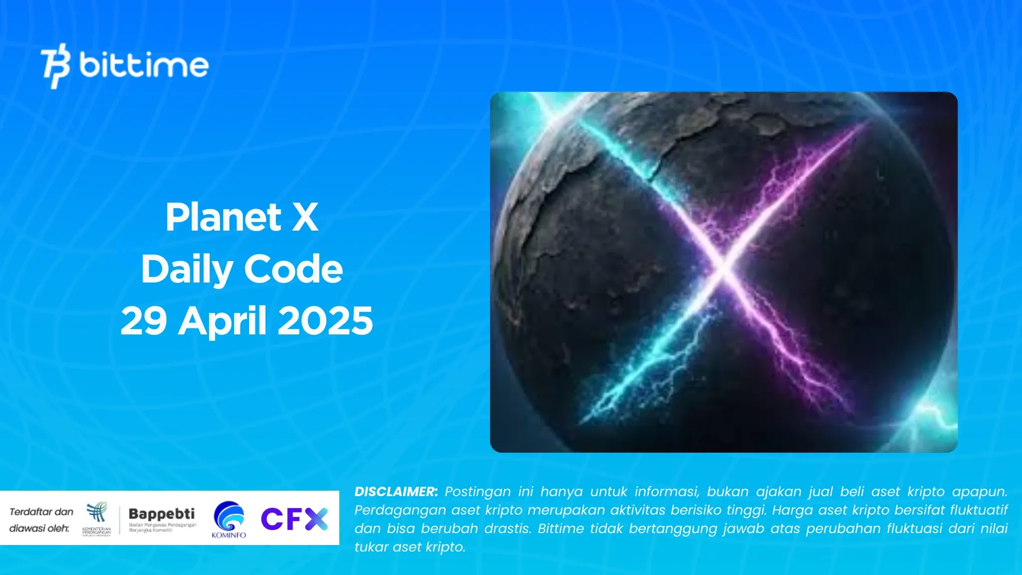 Planet X Daily Code 29 April 2025