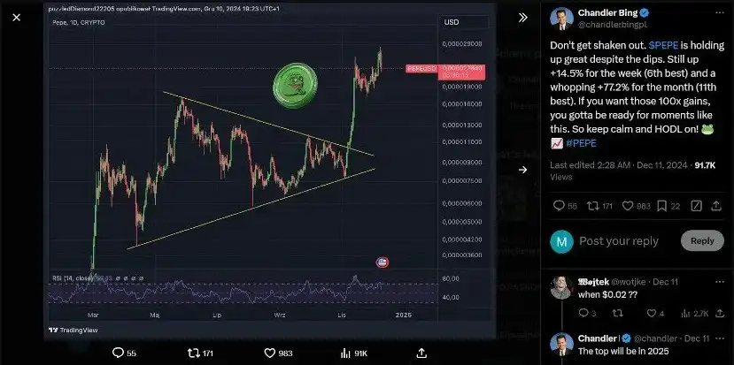 Prediksi Harga $PEPE 2025 Apakah PEPE Bisa Mencapai $1 -prediksi dari x.webp