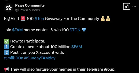 Sebelum TGE PAWS Menangkan Kontes Meme Hype & 100 $TON Sebelum Listing 2.webp