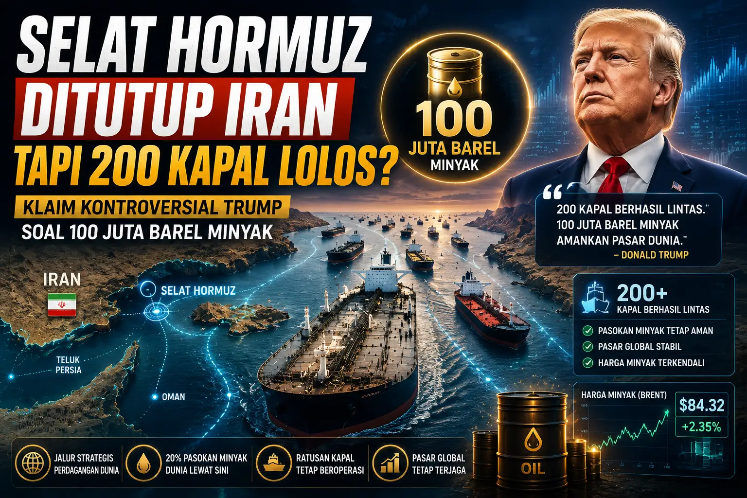 Selat Hormuz Ditutup Iran Tapi 200 Kapal Lolos Klaim Kontroversial Trump soal 100 Juta Barel Minyak - image.webp