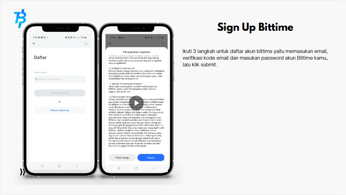 Setujui Kebijakan dan Selesaikan Pendaftaran Akun Bittime
