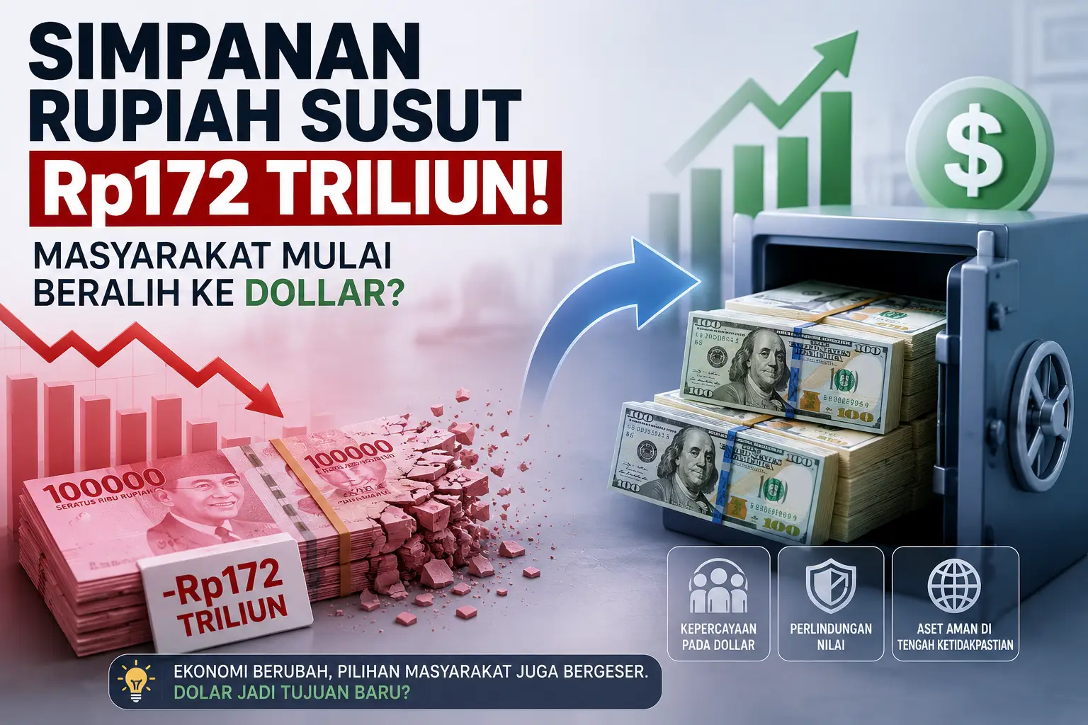 Simpanan Rupiah Susut Rp172 Triliun! Masyarakat Mulai Beralih ke Dollar - image.webp